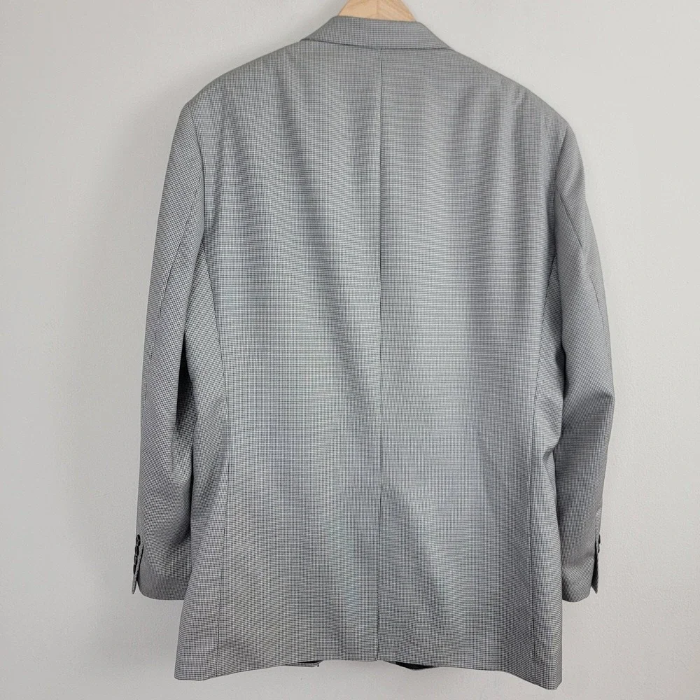 Lauren‎ Ralph Lauren Blazer Mens 46L Gray Houndstooth Long Sleeve Sports Coat